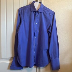 Ralph Lauren Purple Label Men’s End-On-End Shirt in Medium Blue, Neck 15.5